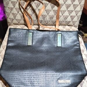 Kenneth Cole Reaction Black Tote with Tan Straps